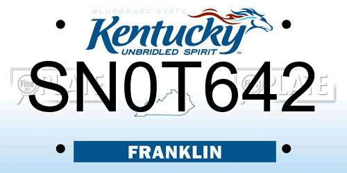 SN0T642 Kentucky License Plate