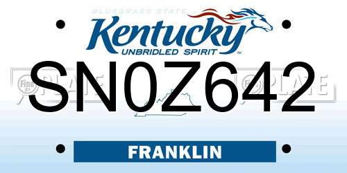 SN0Z642 Kentucky License Plate