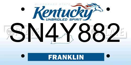 SN4Y882 Kentucky License Plate