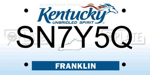 SN7Y5Q Kentucky License Plate