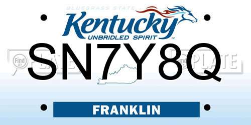 SN7Y8Q Kentucky License Plate