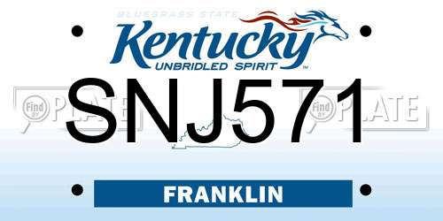 SNJ571 Kentucky License Plate