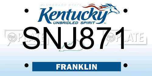 SNJ871 Kentucky License Plate