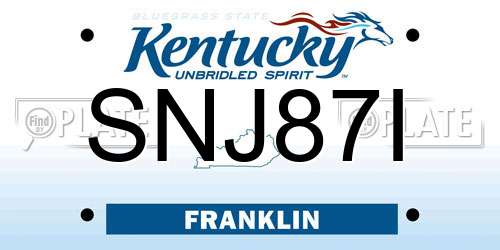 SNJ87I Kentucky License Plate
