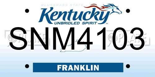 SNM4103 Kentucky License Plate