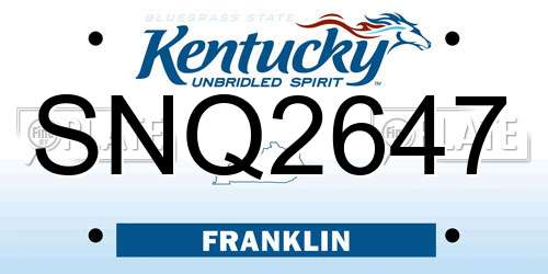 SNQ2647 Kentucky License Plate