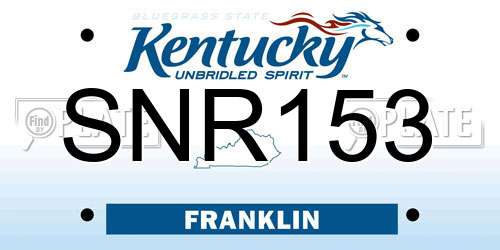 SNR153 Kentucky License Plate