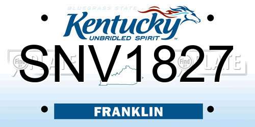 SNV1827 Kentucky License Plate