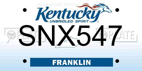 SNX547 Kentucky License Plate