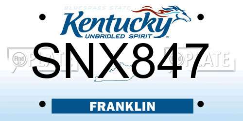 SNX847 Kentucky License Plate