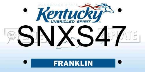 SNXS47 Kentucky License Plate