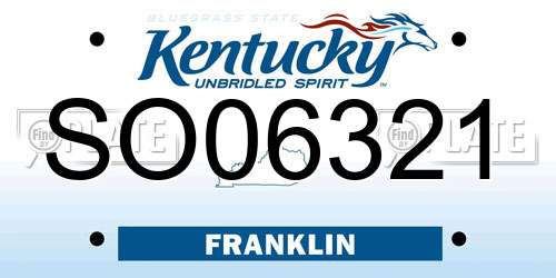 SO06321 Kentucky License Plate