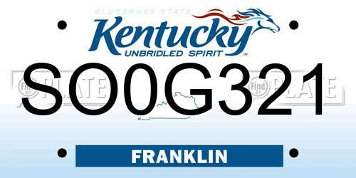 SO0G321 Kentucky License Plate