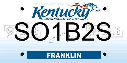 SO1B2S Kentucky License Plate