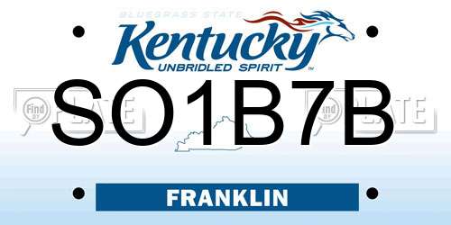 SO1B7B Kentucky License Plate