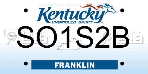 SO1S2B Kentucky License Plate