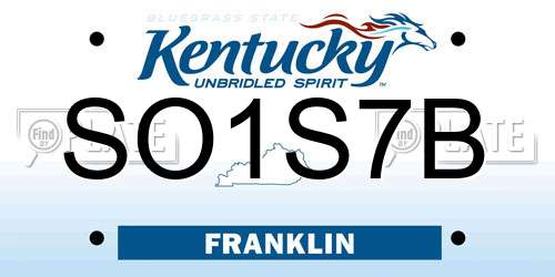 SO1S7B Kentucky License Plate