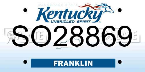 SO28869 Kentucky License Plate