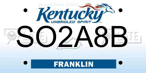 SO2A8B Kentucky License Plate