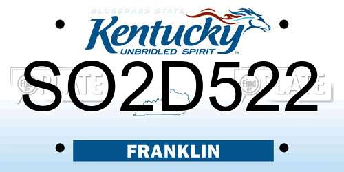 SO2D522 Kentucky License Plate