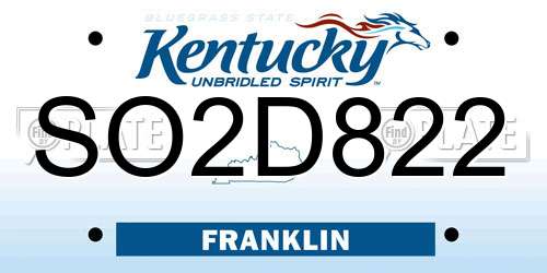 SO2D822 Kentucky License Plate