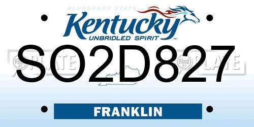SO2D827 Kentucky License Plate
