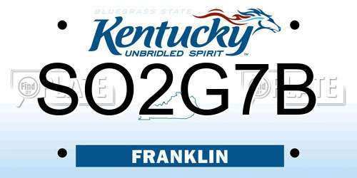 SO2G7B Kentucky License Plate