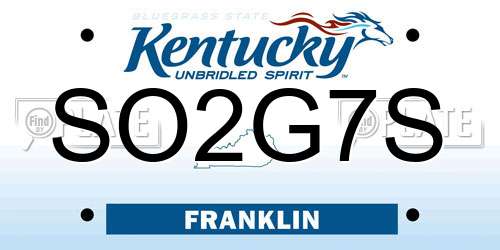 SO2G7S Kentucky License Plate