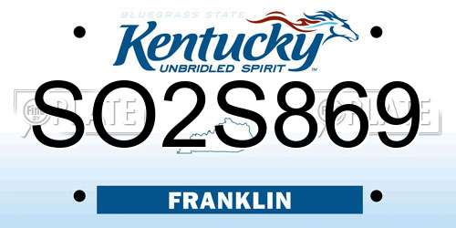 SO2S869 Kentucky License Plate