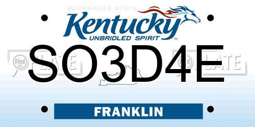 SO3D4E Kentucky License Plate