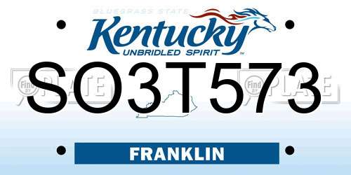 SO3T573 Kentucky License Plate