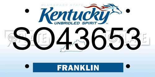 SO43653 Kentucky License Plate