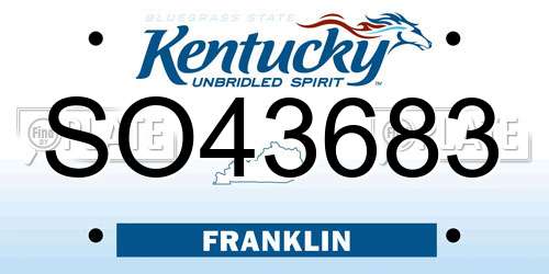 SO43683 Kentucky License Plate