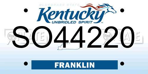 SO44220 Kentucky License Plate