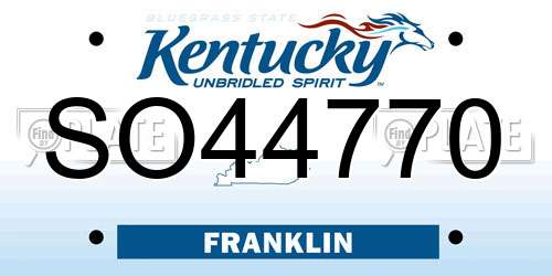 SO44770 Kentucky License Plate