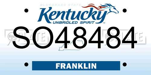 SO48484 Kentucky License Plate