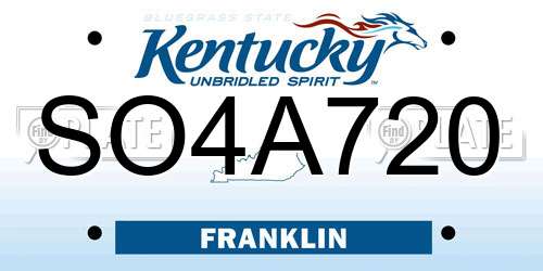 SO4A720 Kentucky License Plate
