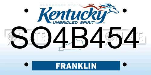 SO4B454 Kentucky License Plate
