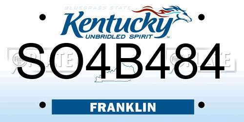 SO4B484 Kentucky License Plate
