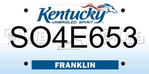SO4E653 Kentucky License Plate