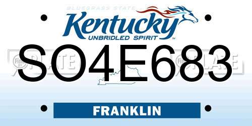 SO4E683 Kentucky License Plate