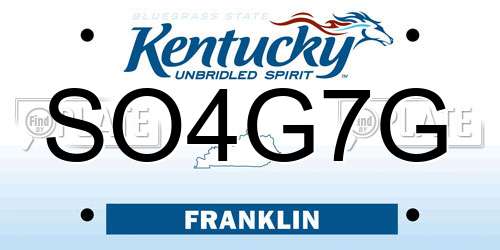 SO4G7G Kentucky License Plate