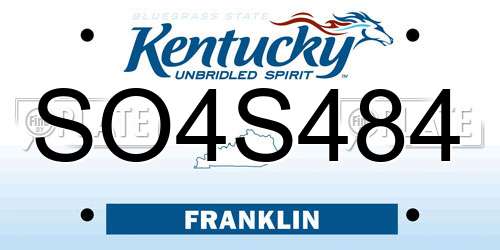 SO4S484 Kentucky License Plate