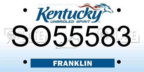 SO55583 Kentucky License Plate