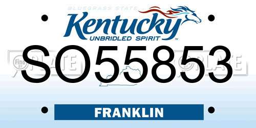 SO55853 Kentucky License Plate