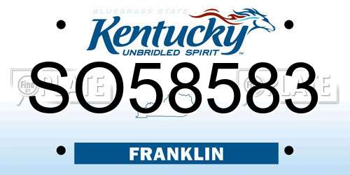 SO58583 Kentucky License Plate