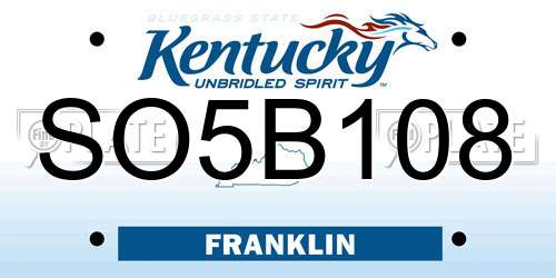 SO5B108 Kentucky License Plate