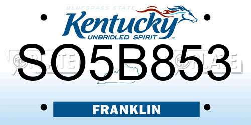 SO5B853 Kentucky License Plate