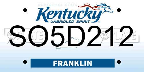 SO5D212 Kentucky License Plate