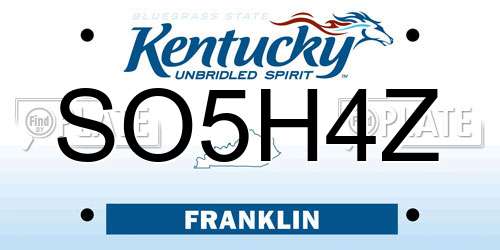 SO5H4Z Kentucky License Plate